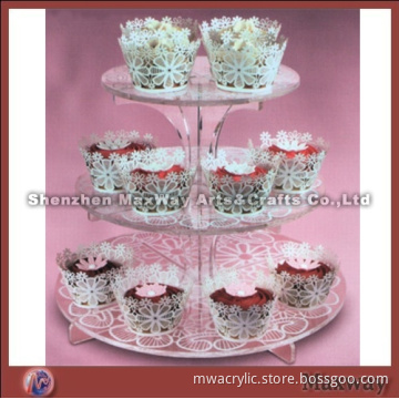 Crystal ingenious round acrylic wedding cupcake stand with silk-screen